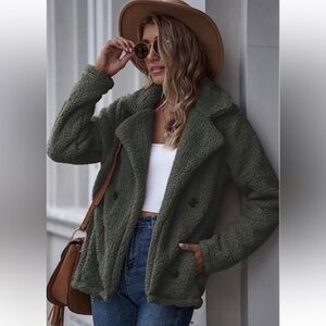 NEW Miss Sparkling Olive Sherpa Jacket